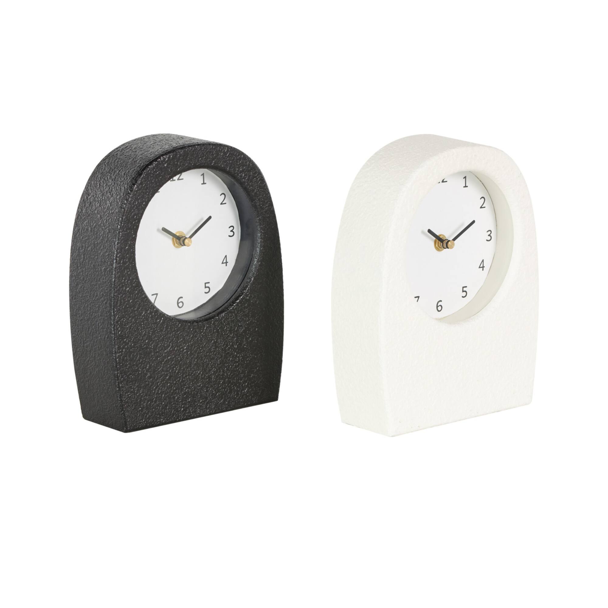 Black & White Wood Textured Decorative Clock Set